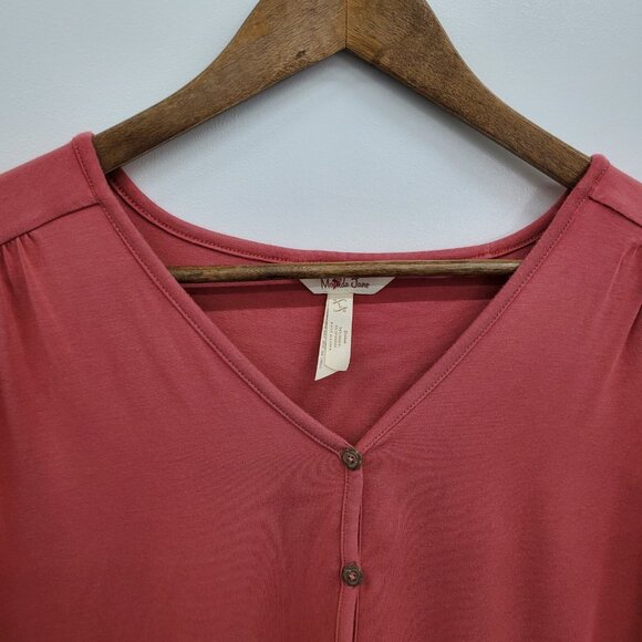 Matilda Jane Womens L Mauve Pink Button Front Stretch Knit Casual Soft T-Shirt - Picture 11 of 15